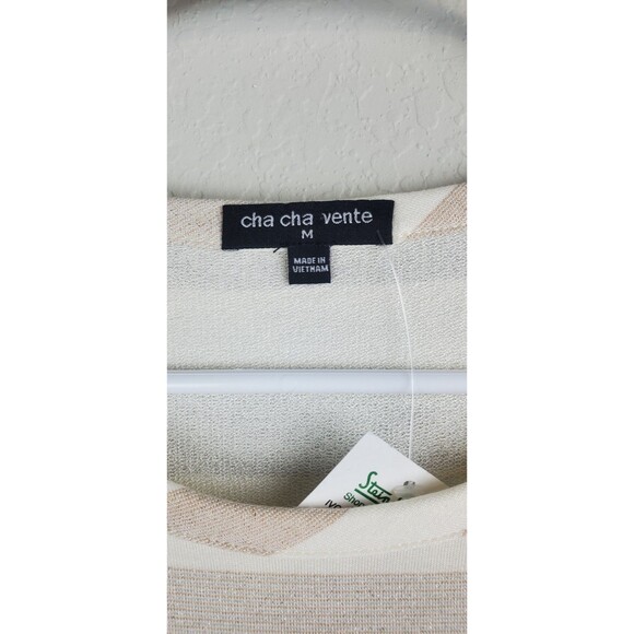 NWT Cha Cha Vente Medium Long Sleeve Layered-Look Top Metallic Stripes - Picture 3 of 9